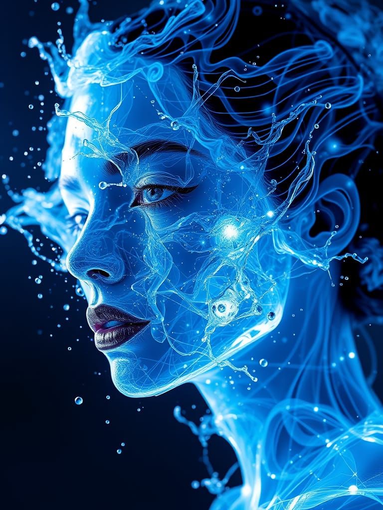 Abstract Fashionista in Cybertech Art Deco Style