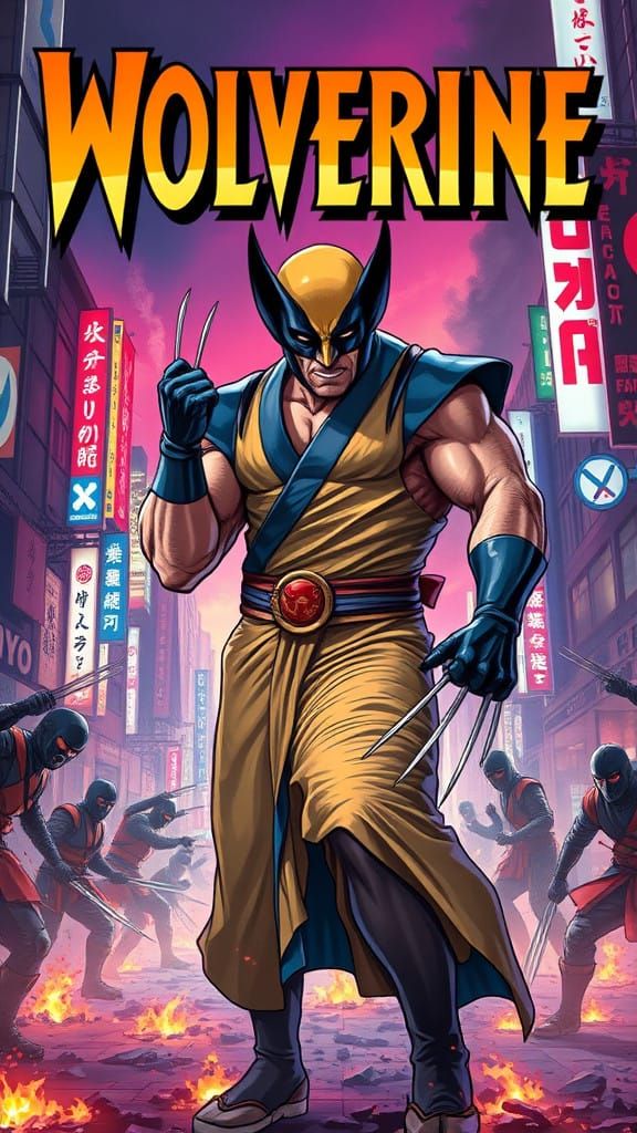 Wolverine Fights Ninja in Tokyo Streets