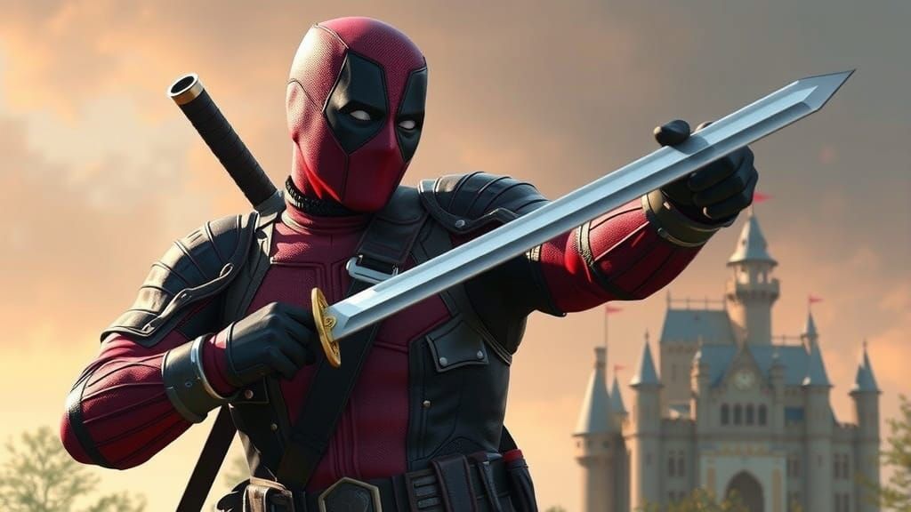 Deadpool in Medieval Armor Wields Katana