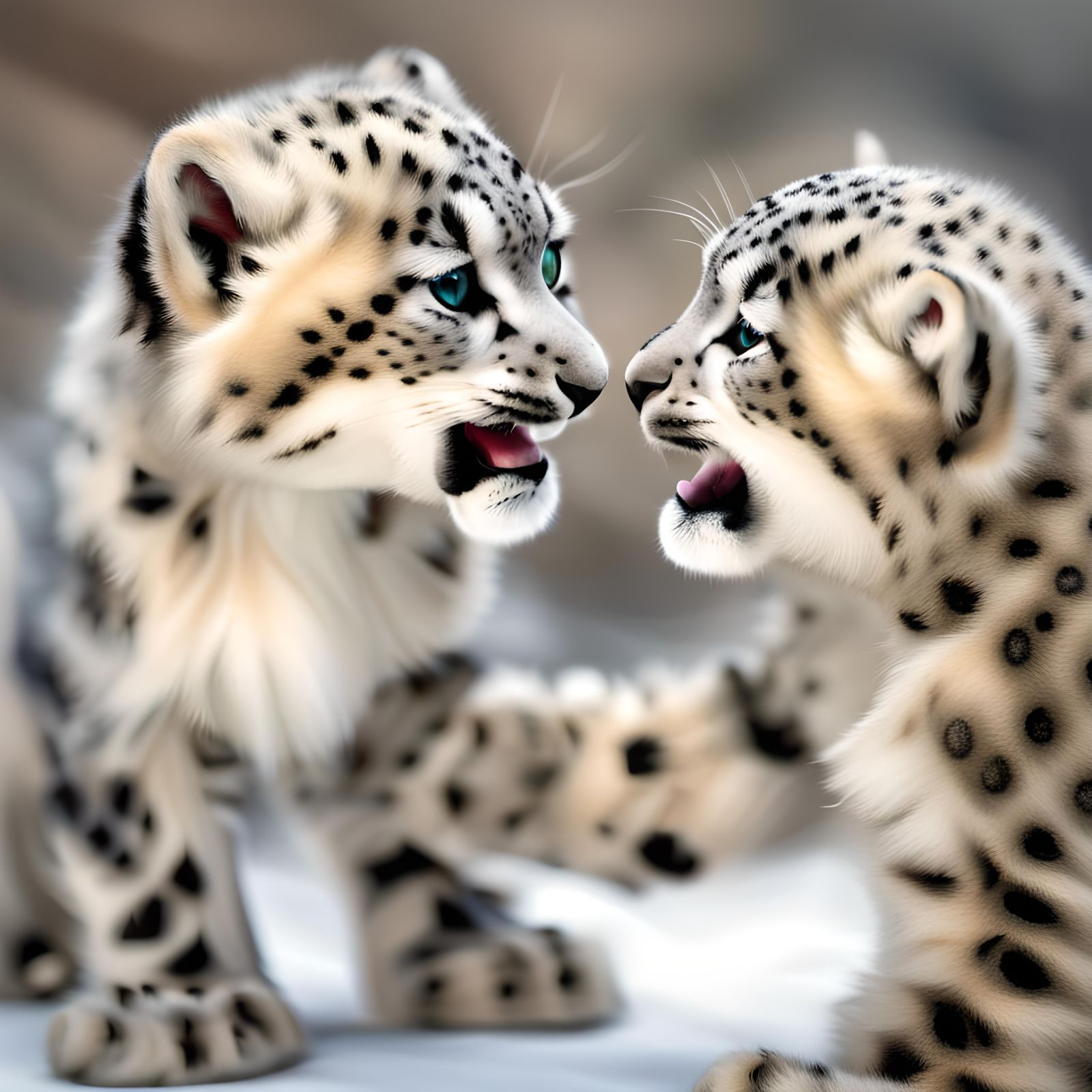 Adorable Snow Leopard Cubs Play Fighting