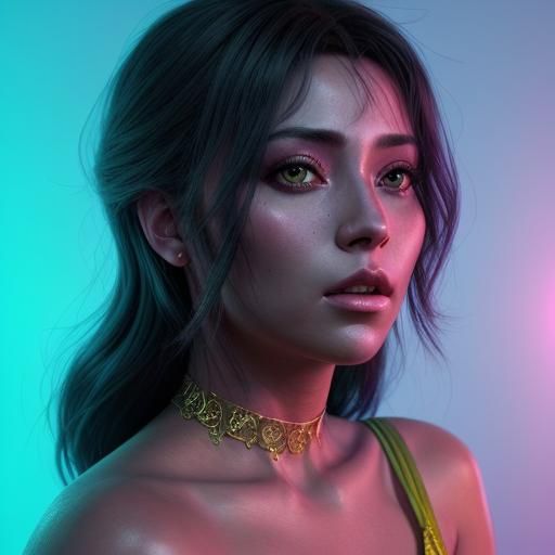 Hyperrealistic Portrait of Woman in Futuristic Jewelry
