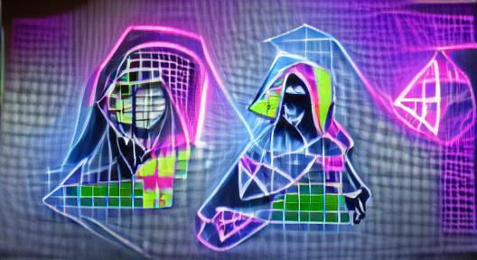Neon Geometric Grim Reaper Portrait