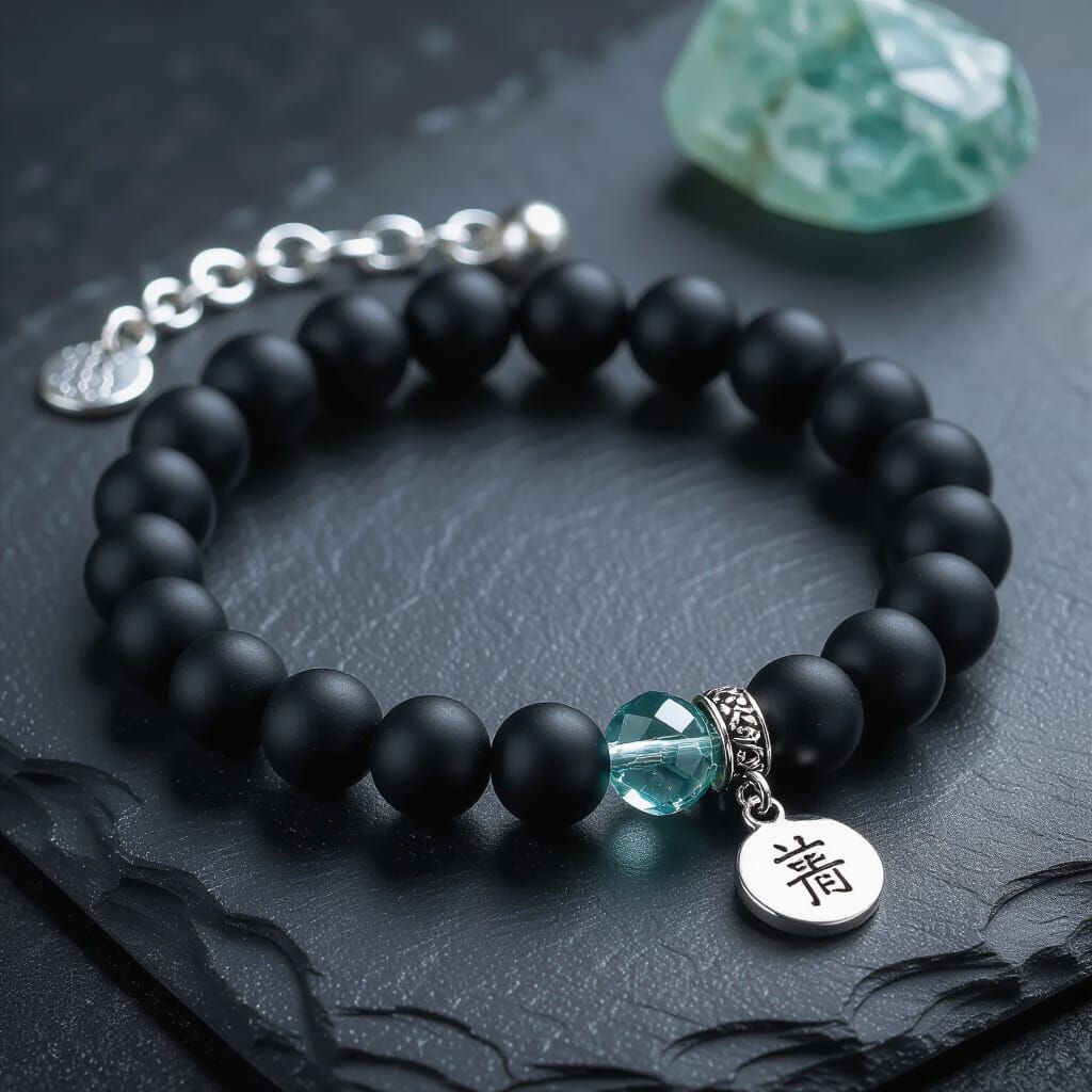 Men's Obsidian and Aquamarine Bracelet Photography