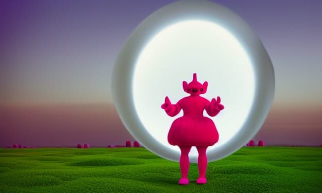 Evil Teletubby Monster Hatching: Solar Punk Vogue
