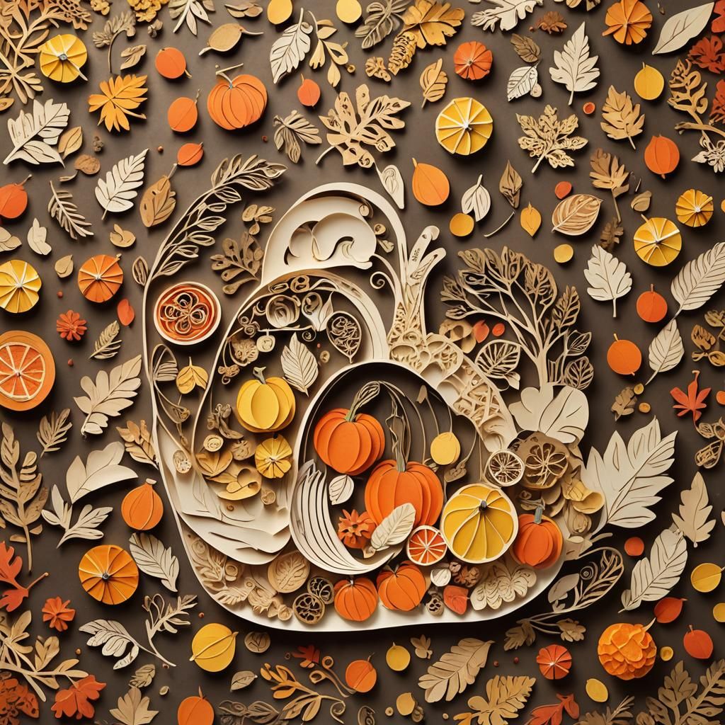 Autumn paper art of thanksgiving 
(Daily Challenge #754 Fall...