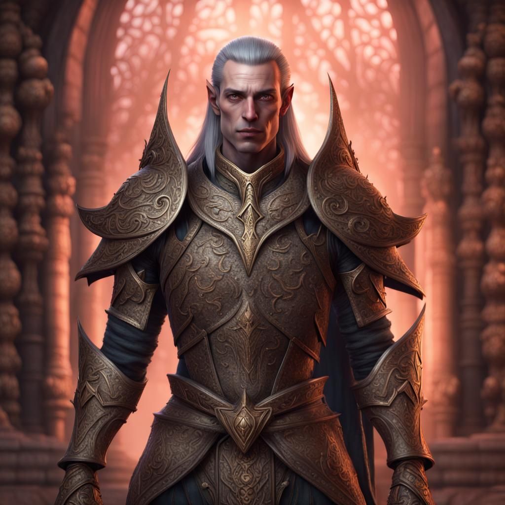 Elegant Altmer High Elf Portrait in Organic Armor