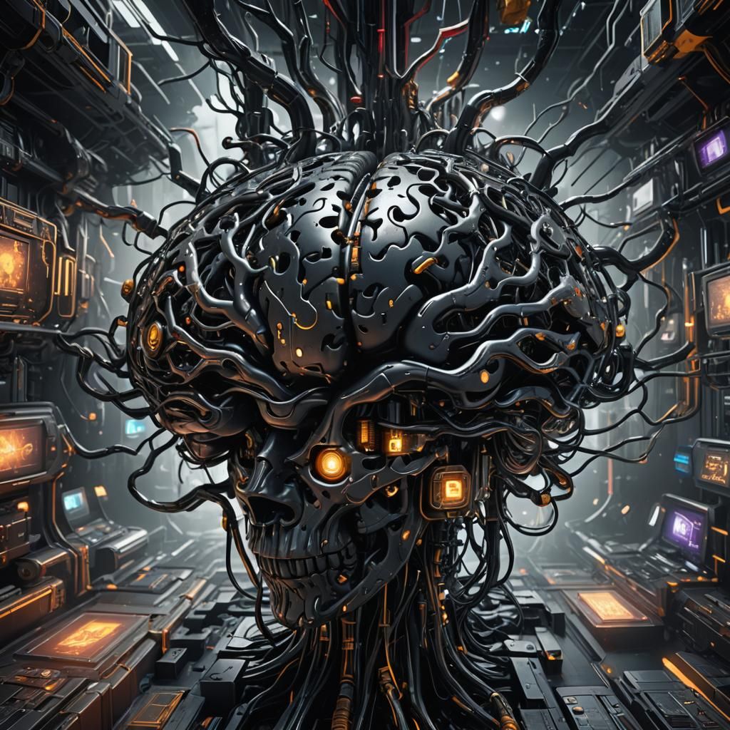 Black Brain in High-Tech World: Detailed Matte Painting