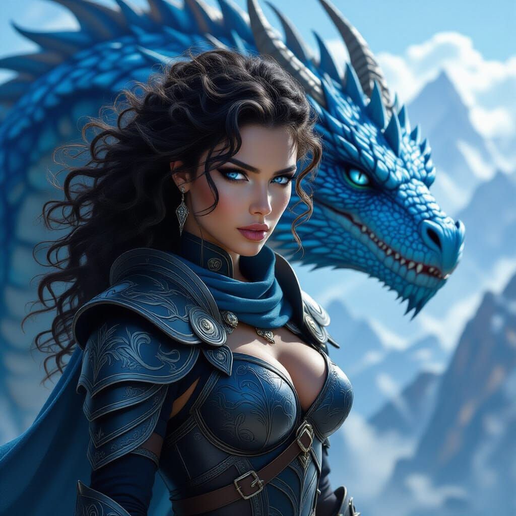 Kitiara Commands a Blue Dragon in Aerial Combat