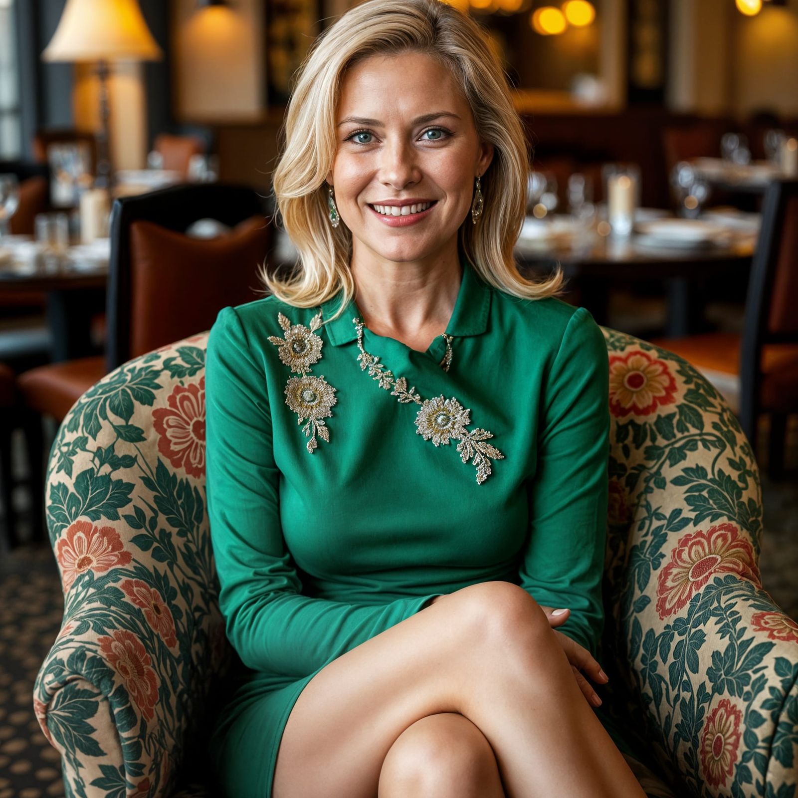 Smiling Woman in Green Dress Portrait