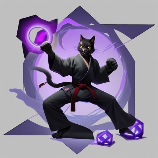 Cool Hexagram Design Featuring Karate Cat