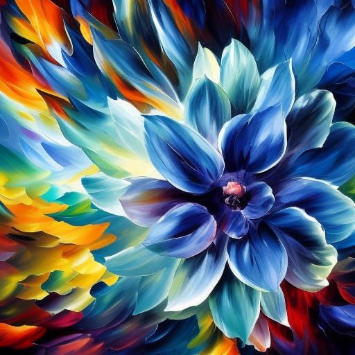 Blue Flower Monster in Detailed Matte Painting Style