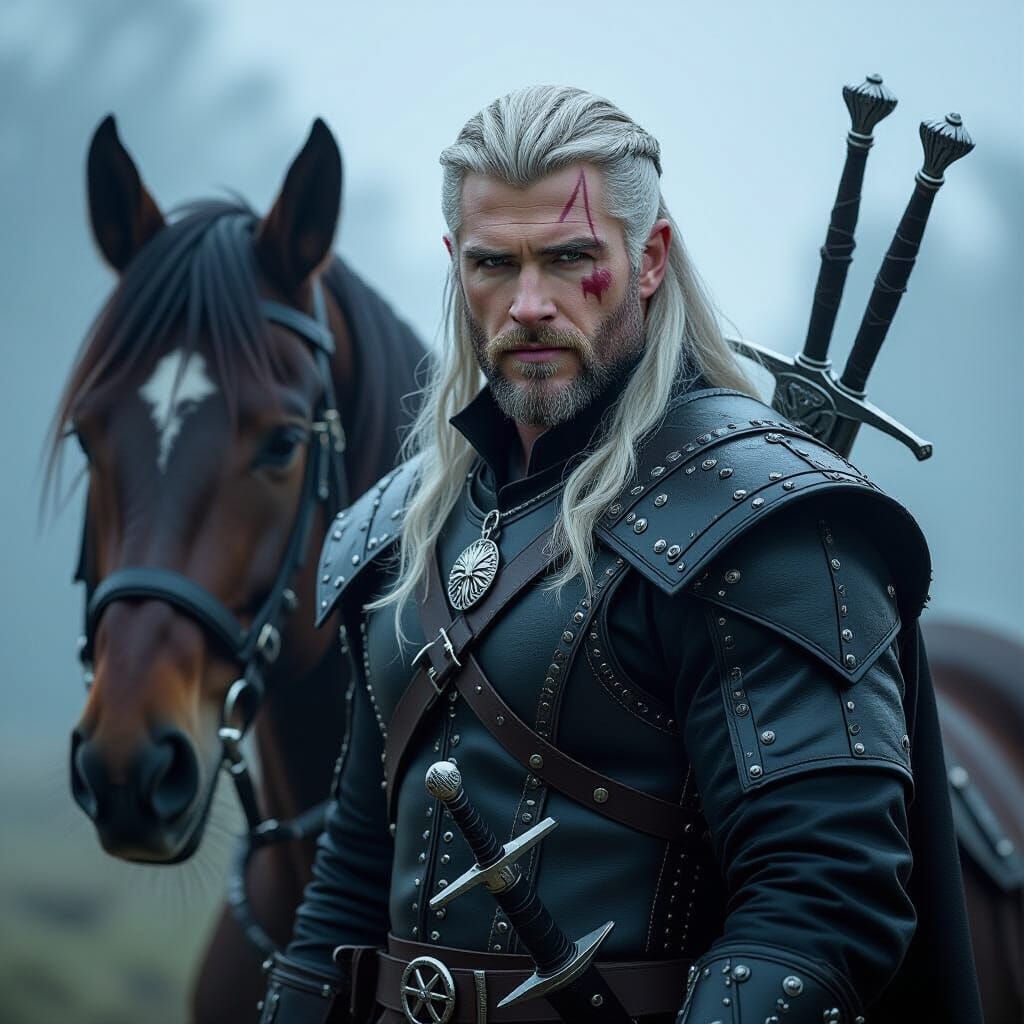 Geralt of Rivia in Dark Medieval Ambiance
