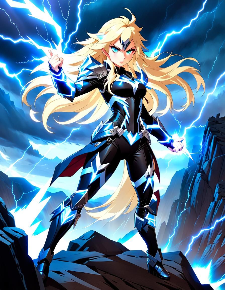 Anime Supervillain Summons Storm in Norway, Digital Art
