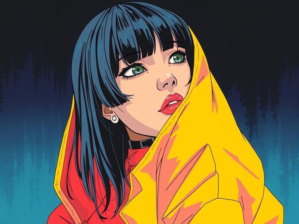 Girl in Color Block Style, After Katsuya Terada