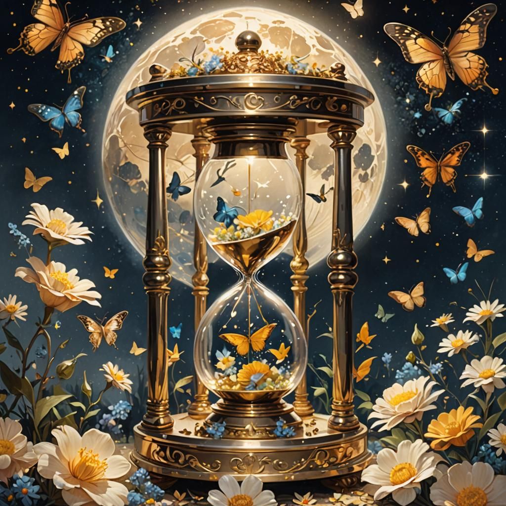 Hourglass: Night and Day in Digital Painting Style