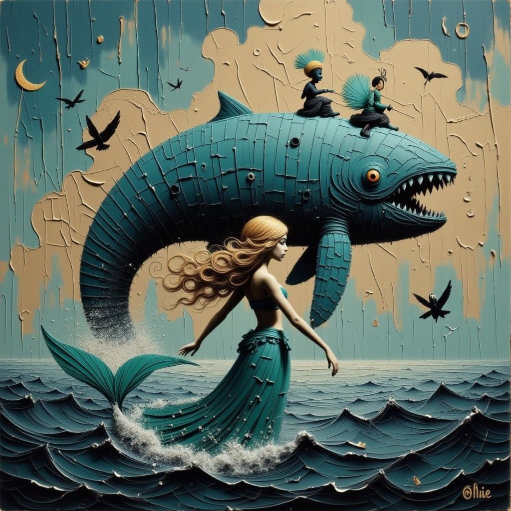 Mermaid Flees Giant Whale Underwater