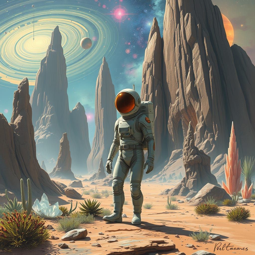 Astronaut Exploring Alien Planet Concept Art