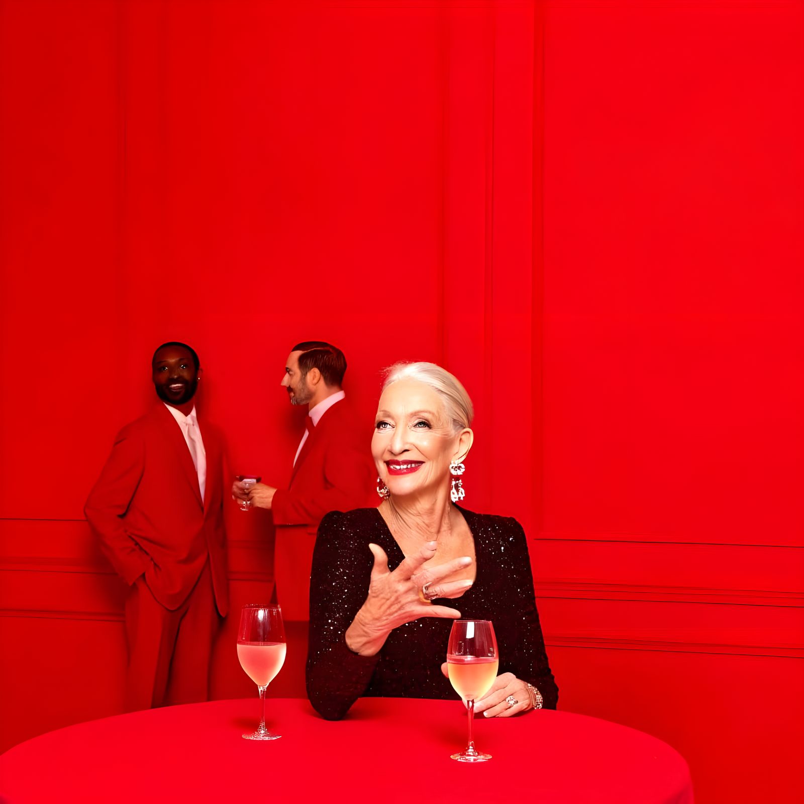 Elegant Woman in Grand Ballroom