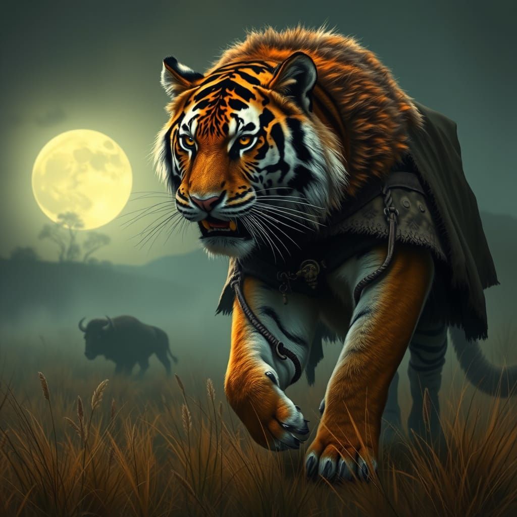 Tiger Bison in Simon Stalenhag Style
