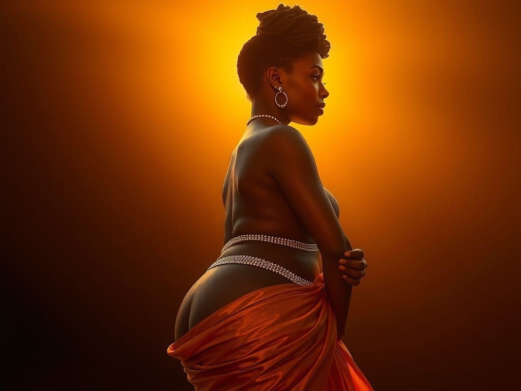 Radiant Pregnant African Goddess Portrait in Oils