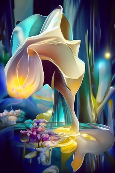 Luminescent Calla Lily Bouquet in Digital Art Style