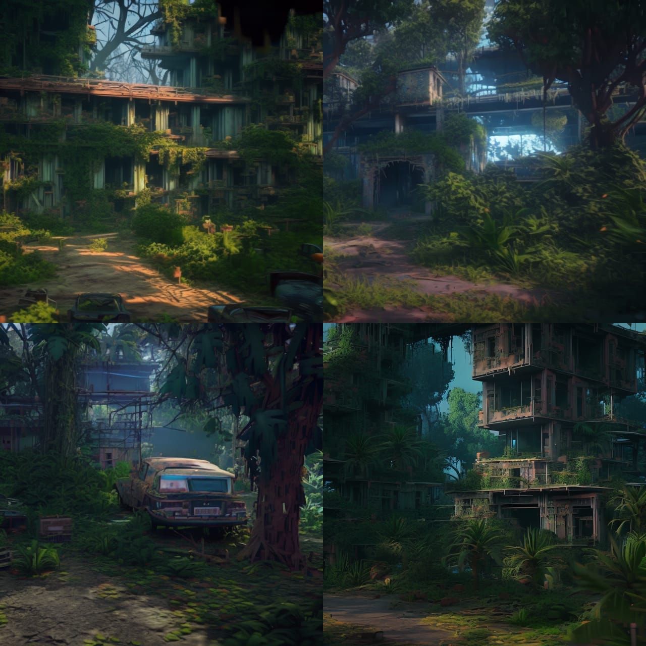 Tropical Modernist Ruin in Overgrown Forest