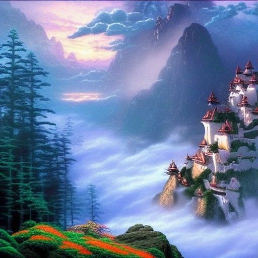 Ethereal Avatar Aang in Misty Landscape