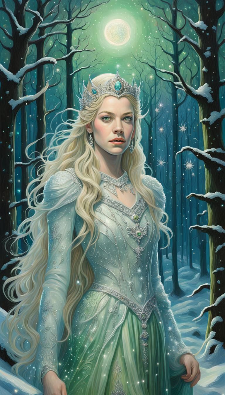 Elven Princess in Winter Landscape Faberge Style
