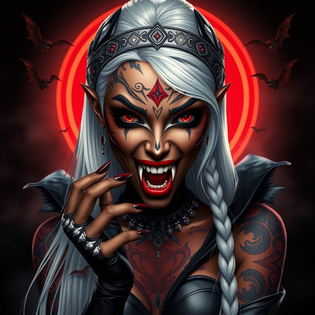 Ethereal African Vampire in Dark Fantasy Style