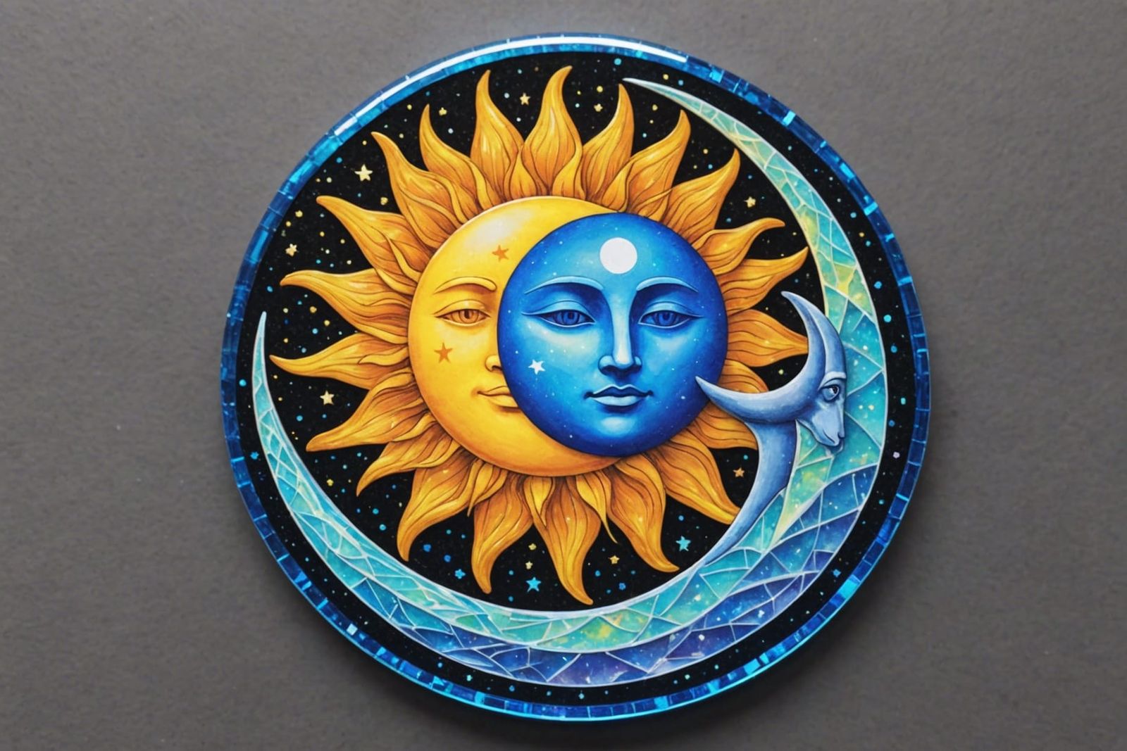 Holographic Sun and Moon Celestial Artwork