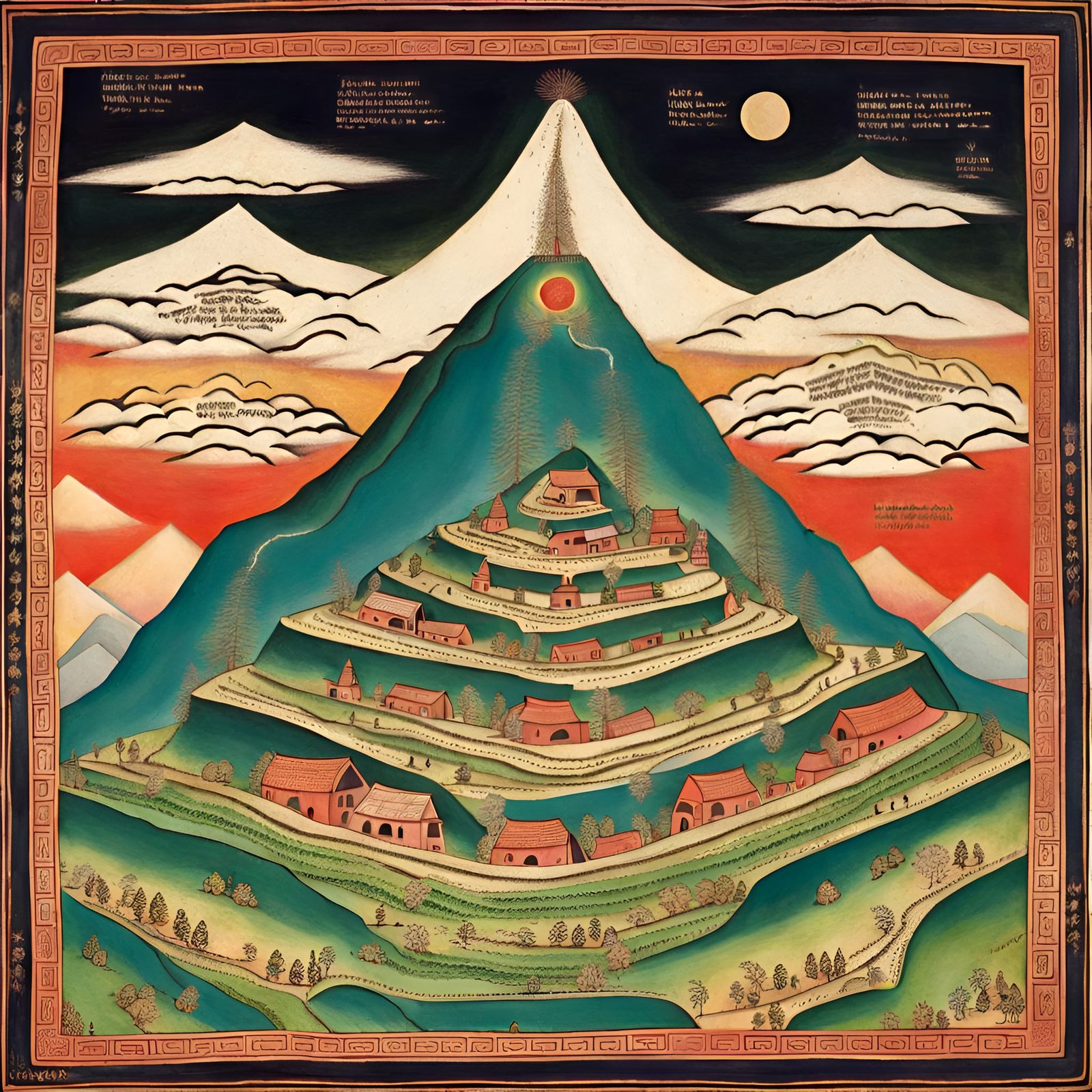 Flat Earth Layers: Himalayan Art Depiction