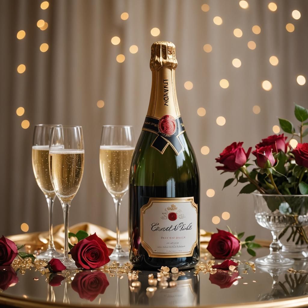 Luxurious Champagne and Roses Product Photography