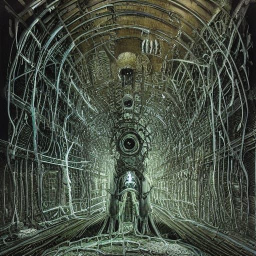 Biomechanical Horror Emerges from Dark Industrial Abyss