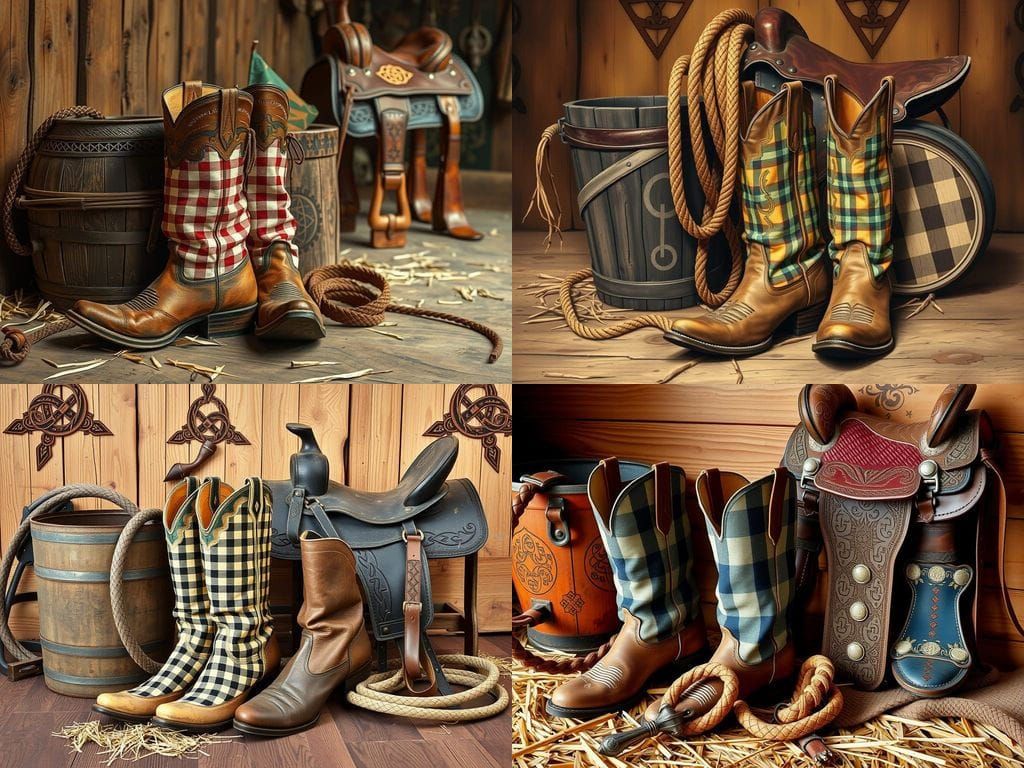 Vintage Cowboy Boots in a Rustic Nordic Setting