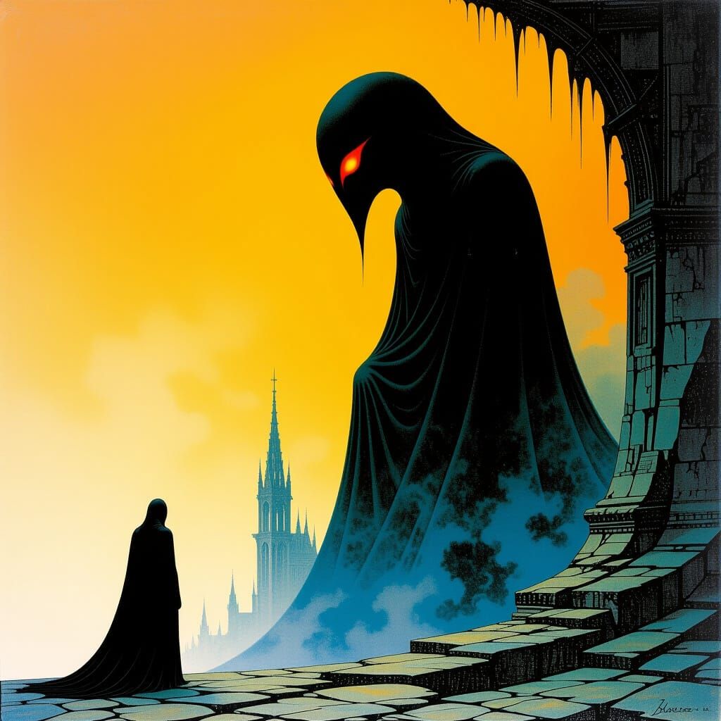 Ethereal Fire Phantom in Dark Fantasy Style