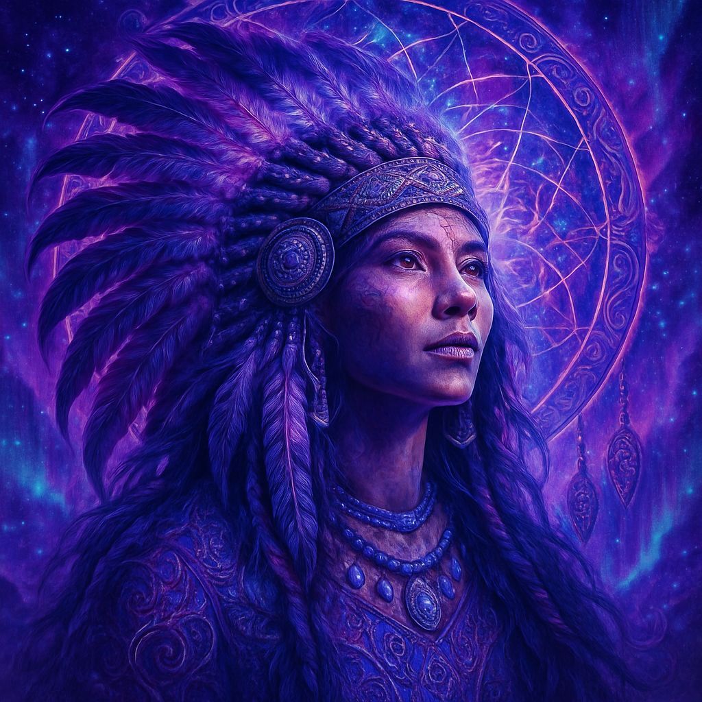 Native American Woman in Psychedelic Visionary Art