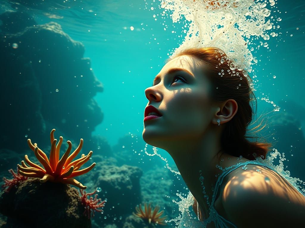Coral Paradise: Hyperrealistic Splash Art Exposition