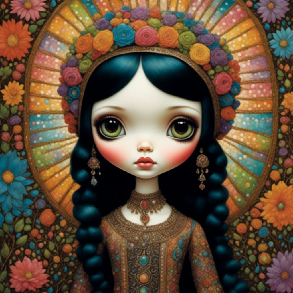 Girl with Big Eyes in India, Storybook Illustration