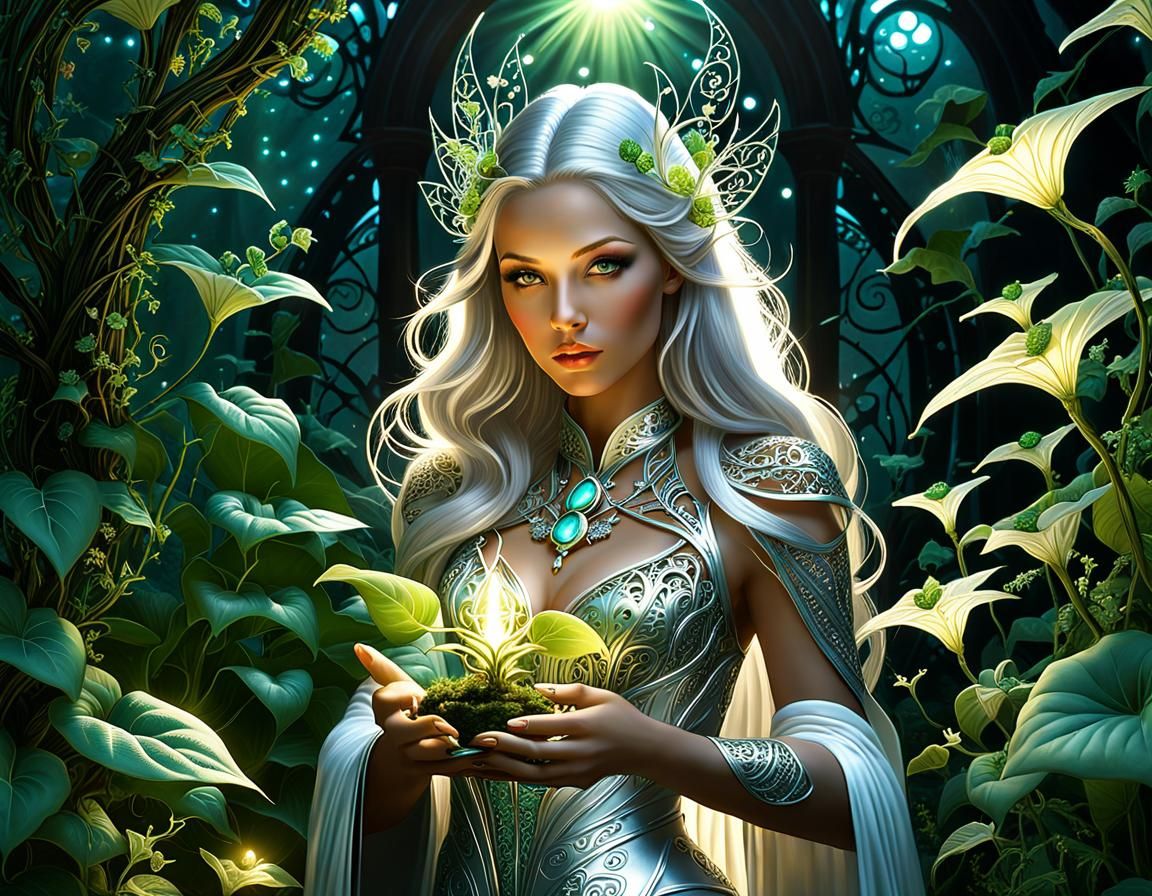 Ethereal Sorceress Growing Magical Plants