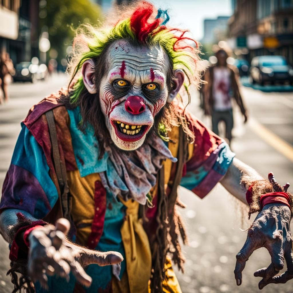 Zombie Monkey Clowns Panhandling: Street Photography