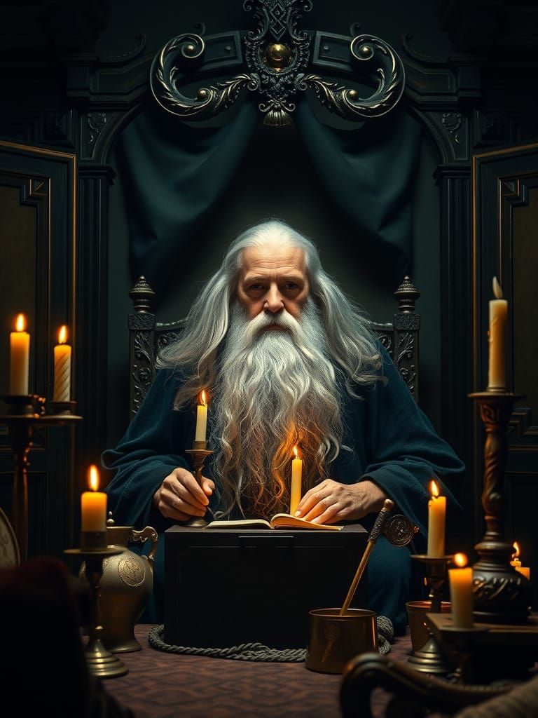 Gandalf in Baroque Oil Paint Portrait, Jan Vermeer van Delft...