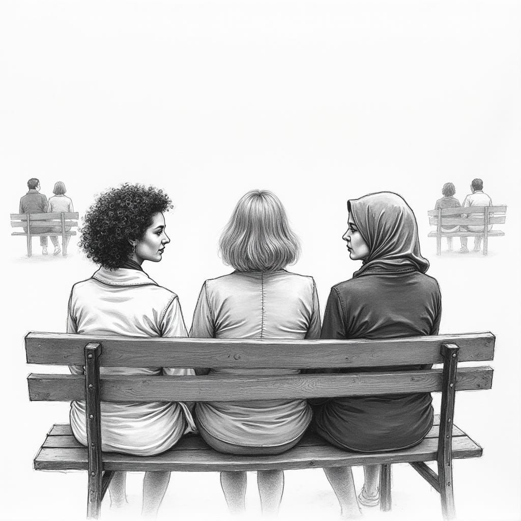 Three Women in Intimate Conversation