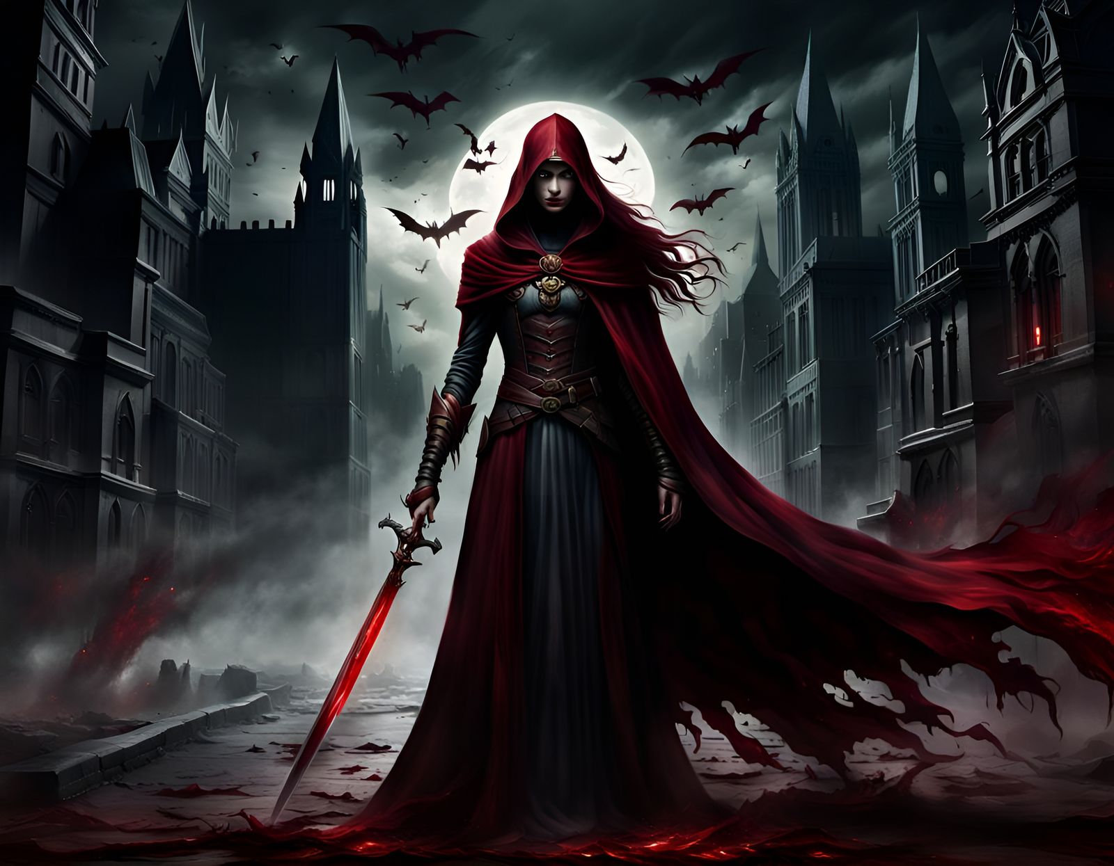 Hero Woman Battles Darkness with Light Sword