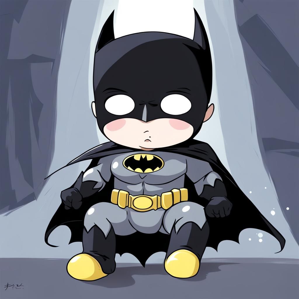 Baby Batman in Anime Art Style