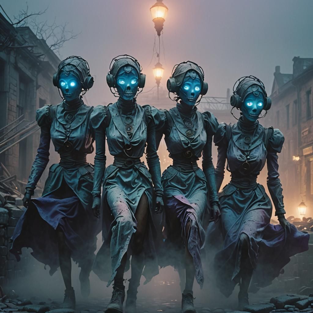 Mystical Figure in Abandoned City: Dark Surrealism