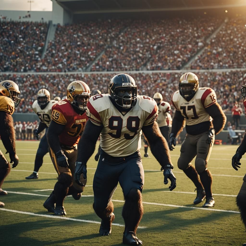 Gorilla Football Coach in Cinematic Style