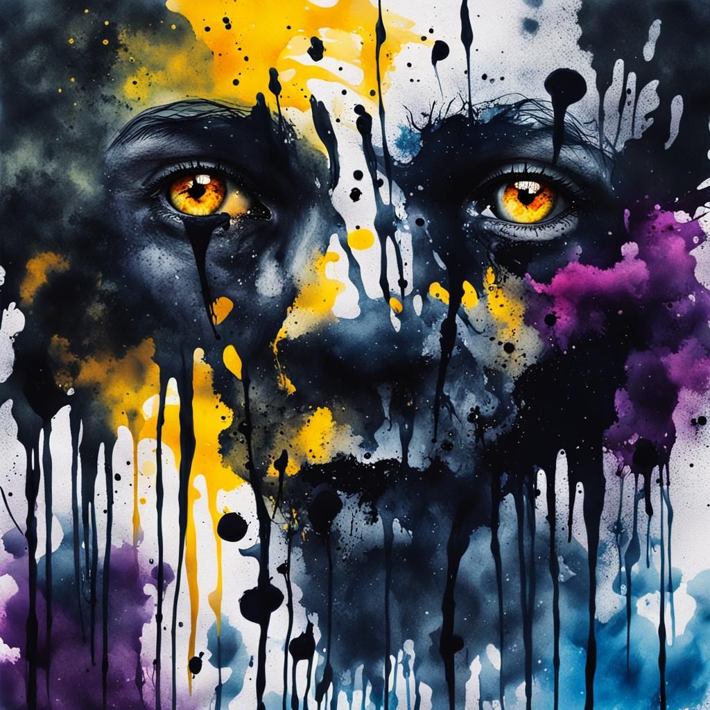 Eerie Ghost Emerges as Ink Splatter Art