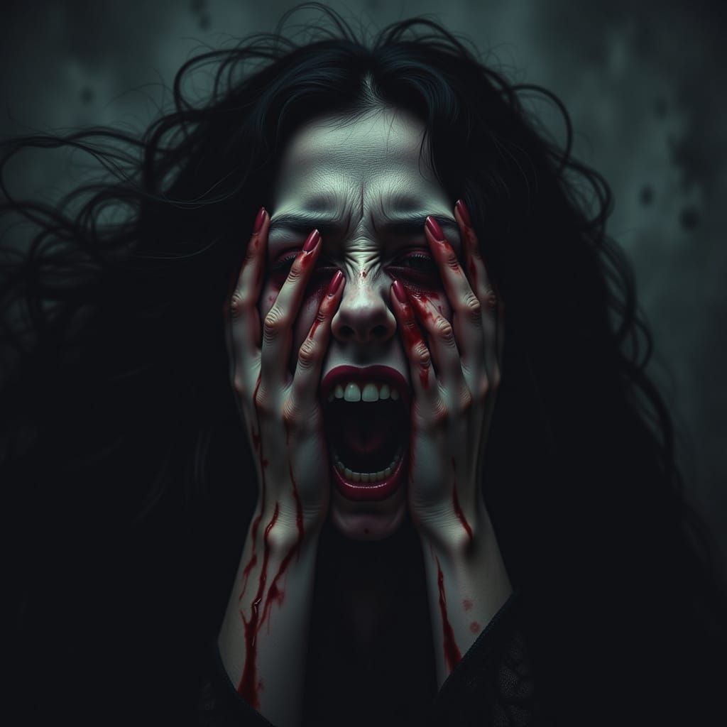 Bleeding Eyes: Horrorcore Portrait of a Possessed Woman