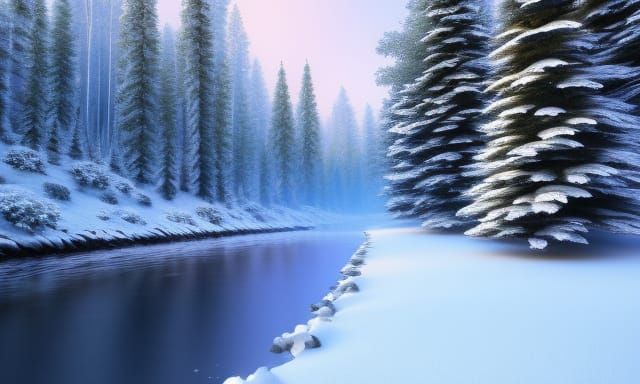 Mystical Winter Forest in Anime Style