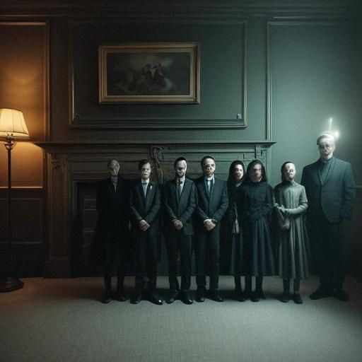 Creepy Family Portrait in Film Noir Style